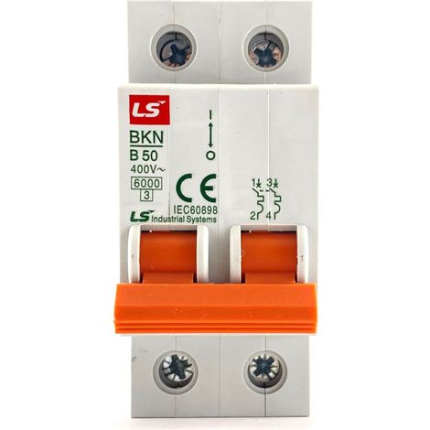 Interruttore magnetotermico 2P 2 moduli 50A curva B Ls electric