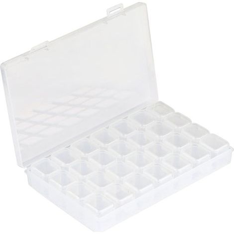 Multifunktionale Aufbewahrungsbox für Diamantstickerei mit Schlitzen für Nagelkunst-Strasssteine (28 Fächer) – Schmuckkästchen, Ohrringe, Perlen, Halsketten – Fei Yu (1/5)