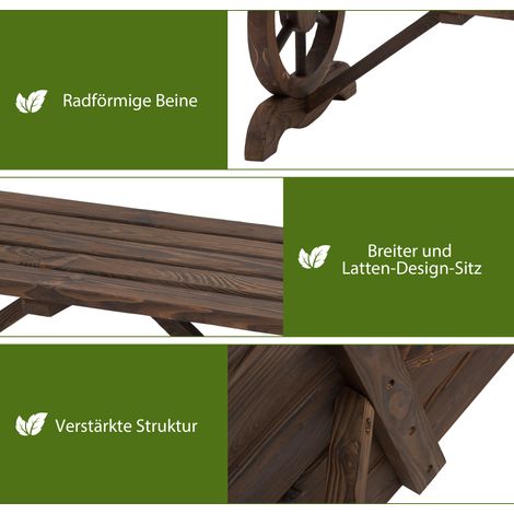 Banc de jardin bois rustique étanche durable 98 x 50 x 39,5 cm mobilier extérieur (1/4)