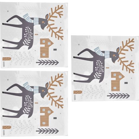 Lot de 3 autocollants muraux PVC motif cerf de Noël simple, adhésifs pour maison restaurant boutique (1/5)