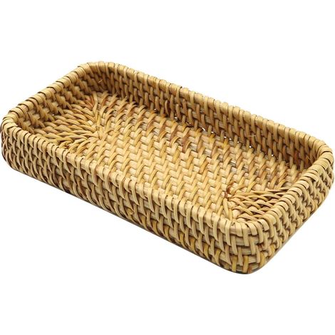 Porte-clés en rotin - Panier décoratif en osier tressé pour l'entrée - Étagère pour clés, produits cosmétiques, bougies et éléments décoratifs sur la table basse (1/5)
