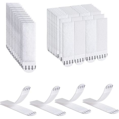 Ruban de suspension pour photos, 32 paires (64 bandes) languettes adhésives sans percer pour accrocher tableaux et cadres, bandes adhésives résistantes petit format (1/5)