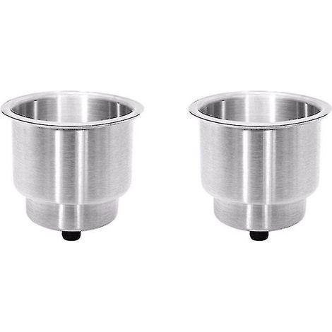 2 porte-gobelets/bouteilles encastrés en acier inoxydable avec drain pour bateau, camping-car, voiture, camion, deux niveaux (bejoey) (1/5)