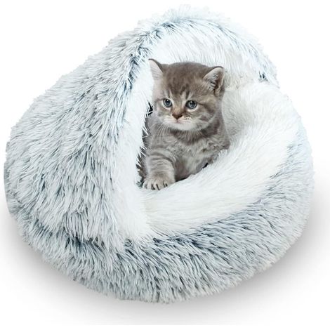 Lit pour chaton petit lit en forme de grotte pour chats d’intérieur de moins de 3 kg, lit douillet et chaud en peluche pour chiot, fond antidérapant adapté à la taille de la paume pour chats et (1/5)
