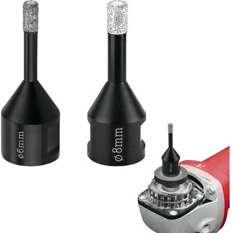 Foret Diamant - 6 mm et 8 mm - Filetage M14 - Pour Perçage à Sec sur Carrelage Porcelaine Marbre Granit - 2 Pièces (1/5)