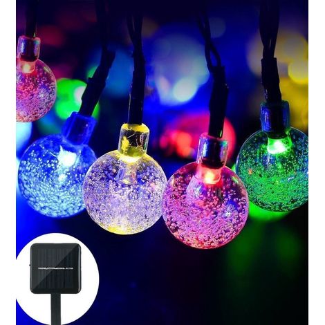 Guirlande Lumineuse Solaire - 30 LED Blanc - Globe Cristal - Extérieur Intérieur - 20 Pieds - Panneau Solaire Inclus - 1 Unité (1/5)