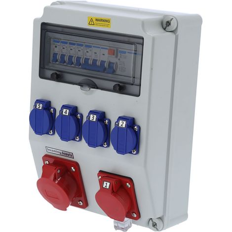 Boîte de prise industrielle étanche, fixation murale, disjoncteur C16, distribution électrique, coffret étanche, indice IP, usage extérieur, installation facile. (1/5)