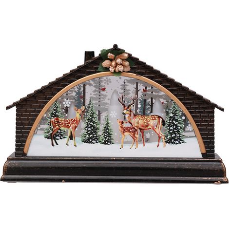 Maison de Noël Lumineuse avec Crèche et Neige - Décoration de Village Festif pour Intérieur (1/5)