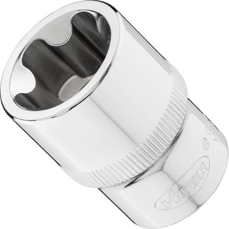 VIGOR Steckschlüsseleinsatz, 1/2 (12,5 mm) Vierkant hohl, Außenprofil mit 5 abgerundeten Flanken (TORX-ähnlich), SW E24+ (1/2)