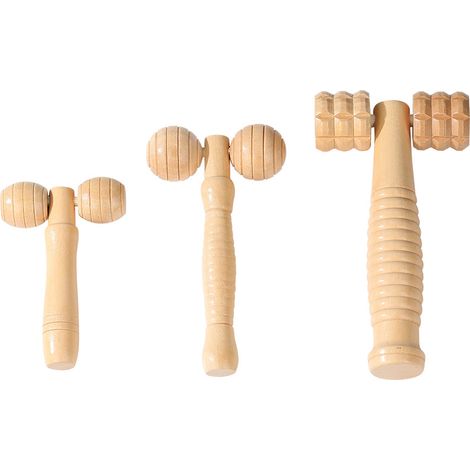 Massagerolle aus Holz – 3-teilig – Bindegewebsmassage – Verbessert die Körperhaltung – Massagegerät – Entspannung – Für Rücken, Nacken und Schultern (1/2)