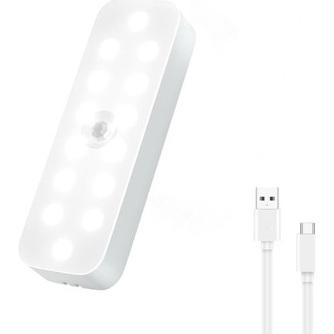 Luce notturna a LED magnetica wireless con sensore di movimento (confezione da 1, luce bianca 6000K), ricaricabile tramite Type-C. (1/5)