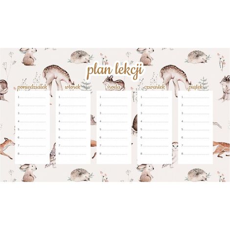 Piano di lezione magnetico per bambini Animali nella natura 45x26 cm