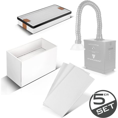 STAHLWERK 5-teiliges Filter-Set für Rauchabsaugung FE-210 ST – 3 Vorfilter-Filtermatten, 1 HEPA H13 Filter (EN 1822), 1 Aktivkohle-Hauptfilter, ermöglicht effektive Luftreinigung von bis zu 99,97 %