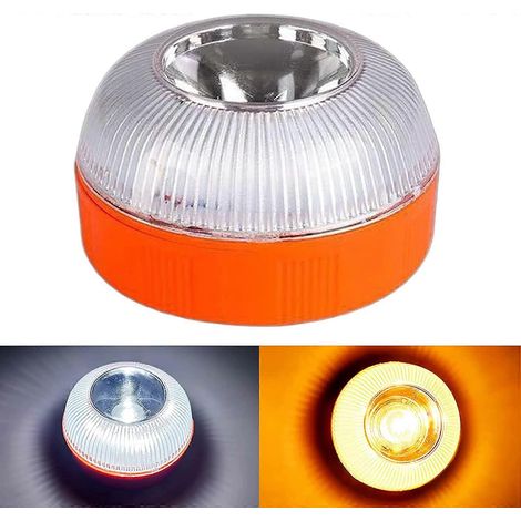 Lampe de secours V16, lampe de signalisation LED autonome, rechargeable par USB avec base IC, jaune et blanche, pour voiture. (1/5)