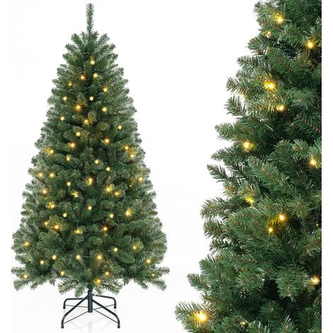 COSTWAY Albero di Natale 180 cm, Albero di Natale Artificiale con 200 Luci LED, 8 Modalità di Illuminazione, 568 Punte di Rami in PVC e Guanti, Decorazione Natalizia per Casa, Negozio e Ufficio (1/5)