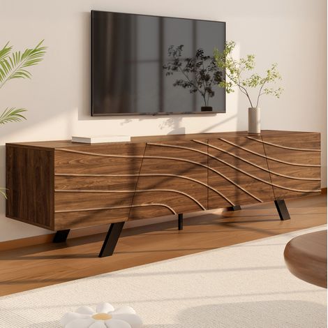 Mueble TV salón con almacenaje ondulado nogal OKMYHOME (1/5)