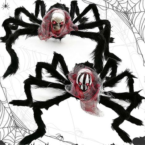 2 Stück Riesenspinne 50 cm, Halloween-Spinnen, Halloween-Dekoration, Riesenspinne für Halloween, Halloween-Spinnen für Halloween-Dekoration, Garten, Spukhaus (1/5)