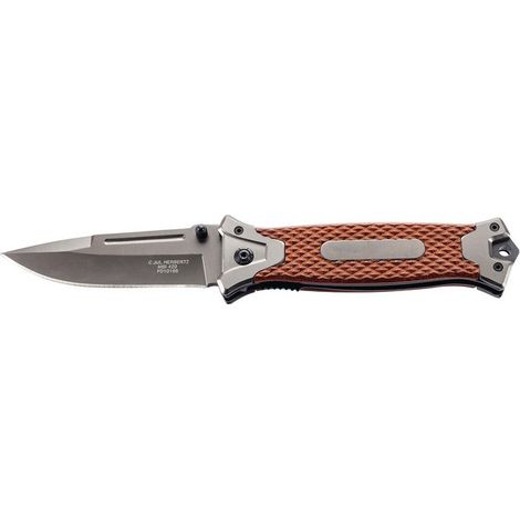 Couteau de poche L. des lames 97 mm L. de poignée 123 mm longueur ouvert 220 mm clip ceinture manche en bois HERBERTZ