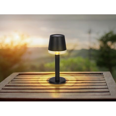 Kleine LED Outdoor Solar Tischleuchte aus Kunststoff in Schwarz, Höhe 21,5cm (1/5)