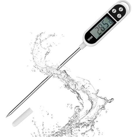 Thermometre Cuisine avec Écran LCD Thermomètre Numérique Digital avec Sonde Longue Haute Précision,Lecture instantané Thermomètre Cuisson,pour BBQ,Huile,Viande,Nouriture,Lait,Vin,Eau Cha (1/4)