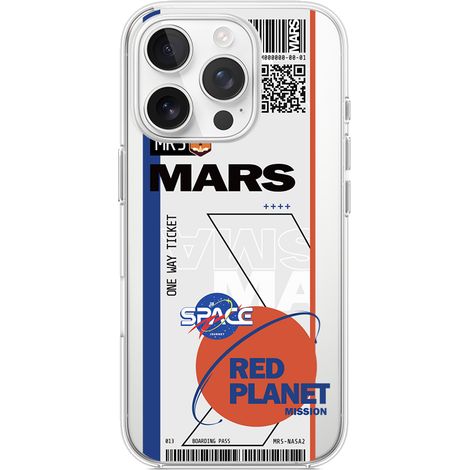 Hülle für iPhone 16 Pro Max, transparent, Silikon Flexi, Ticket zum Mars (1/5)