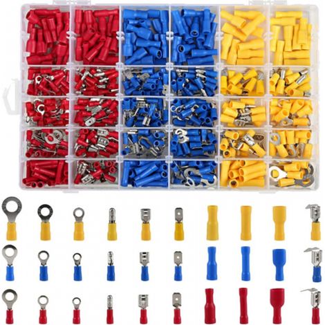 480 Pieces Electrical Terminals, Electrical Terminals for Car, Crimp Terminals, Round, Flat Female and Male, Eyelet and Eye Terminals, Cylindrical and Others, Crimp Connectors with Ran (1/5)