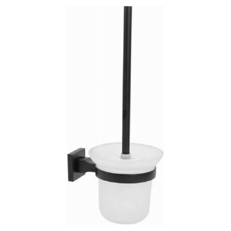 Porte-balai En Acier Et Verre Finition Noir Mat Avec Fixation Murale (1/3)