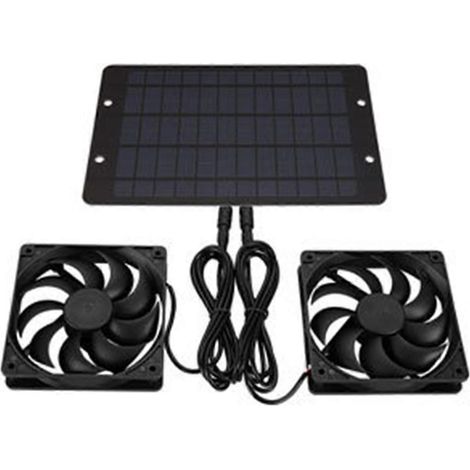 Système de ventilation solaire électrique à double ventilateur pour un refroidissement efficace de votre espace. (1/5)