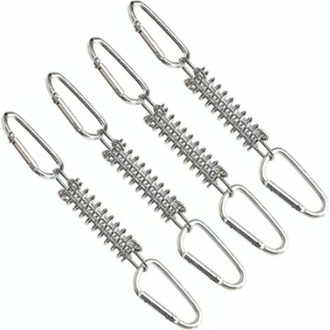 4 Pièces Ressort de Traction Boucle Ressort Tension Fixation Store, avec 8 Mousquetons, Voile D'ombrage Fixations Accessoires en Acier Inoxydable pour Tentes Auvents Camping Ternel (1/5)