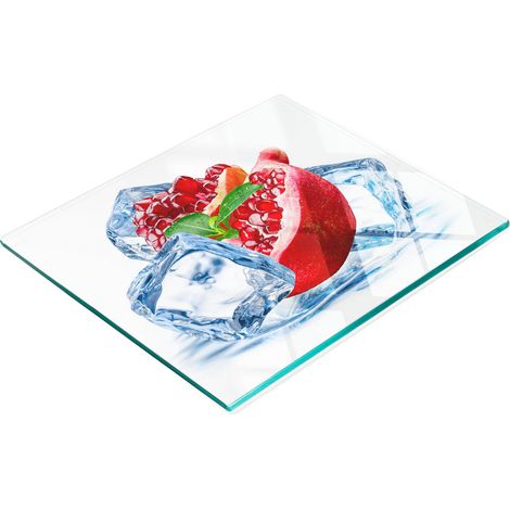 Tabla de vidrio decorativa multifuncional para cocina, granada con hielo, 60x52 cm