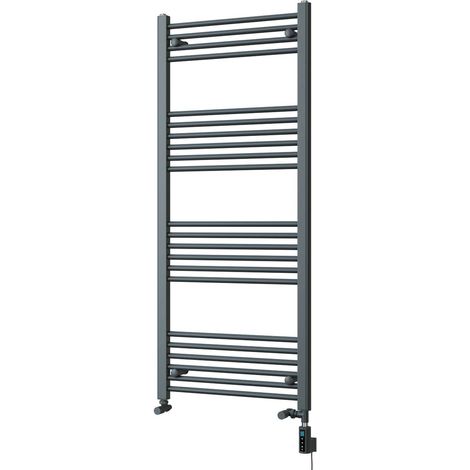 Zennor - Anthracite Dual Fuel Towel Rail H1400mm x W600mm Thermostatic WIFI - Straight (1/3)