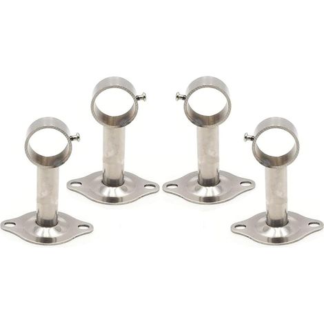 Set di 4 supporti per asta per tende, supporti a parete per asta per tende, per il montaggio di aste per tende a soffitto e anche per il montaggio di appendiabiti (argento) (1/5)