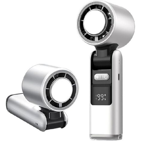 Ventilador - 5000 mAh - 199 Velocidades - Pantalla LED - Plegable - Silencioso - Para Exterior Camping Oficina - Plástico - Blanco (1/5)
