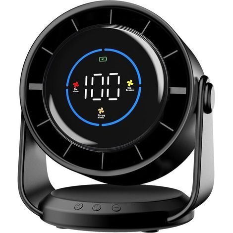 Ventilateur Silencieux Ultra Puissant, Ventilateur de Bureau à 100 Vitesses et tête rotative à 105° Ventilateur Rechargeable USB