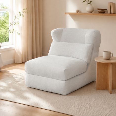 Sillón convertible 210 x 90 x 86 cm de espuma blanco DESVIAE (1/5)