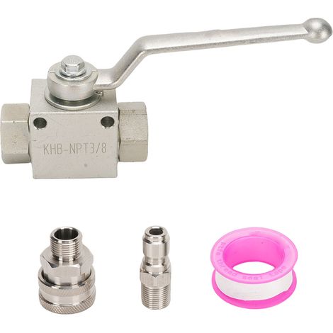 GARRYFIZH Kit de vanne à bille haute pression 4500 PSI - Acier inoxydable, raccord rapide 3/8", pour nettoyeur haute pression