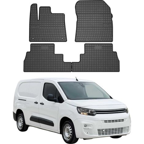 OMAC Tapis de Sol Compatible avec Peugeot Partner mk3 2018-2025 Caoutchouc Noir 4Pcs
