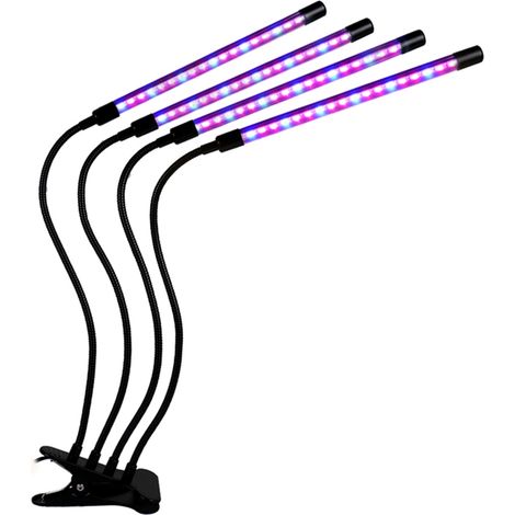 Lampe de croissance pour plantes à pince, 5 V CC, 3 A, 40 W, alimentée par USB avec contrôleur filaire, minuterie 3 niveaux, luminosité réglable, 3 couleurs, fonction mémoire, tube flexible et pliable (1/3)