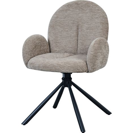 2er-Set drehbare Esszimmerstühle mit Armlehnen, Samtoptik-Stoff Taupe und Metall (1/5)