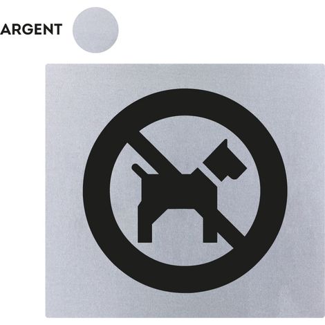 Plaque de porte Interdit aux chiens - Classique argent 90x90mm - 4330181