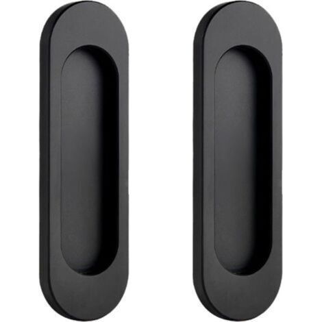 Set of 2 Interior Door Handle Black Sliding Door Handles Oval Self-Adhesive Kitchen Handle No Drilling Aluminum Alloy Cupboard Handle Kitchen Furniture Handle (1/5)