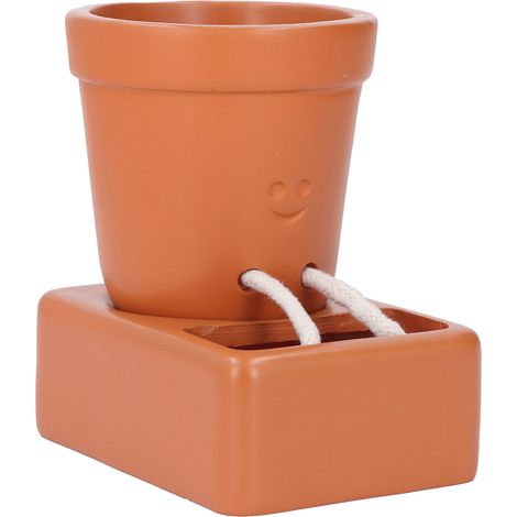 Jardinière à visage souriant en résine à arrosage automatique, Pot de fleur succulent assis pour décoration intérieure et extérieure (1/5)