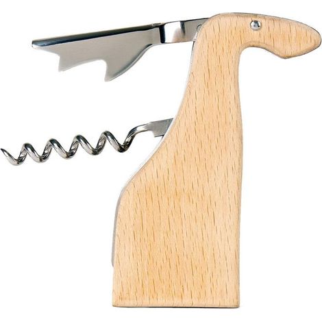Corkscrew - KIKKERLAND - reindeer - birch wood - stainless steel - double lever mechanism (1/4)
