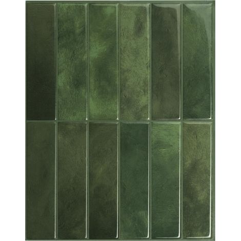 Kitchen and Bathroom Backsplash, Wall Tile Stickers, Green Self-Adhesive Tiles, Set of 5 Sheets, 29 x 22.86 cm (1/5)