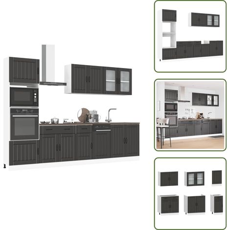 7-tlg. Küchenschrank-Set Kalmar Schwarz Holzwerkstoff - Küchenschrank-Set - Küchenschrank-Sets - Küchenzeile Einbauküche - Küchenschrank (1/5)