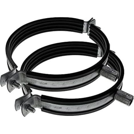 Vent Systems Diamètre 100 mm, lot de2colliers de serrage pour tous les types de ventilation, canaux ronds droits au mur ou au plafond. Avec caoutchouc pour réduire le bruit (1/5)