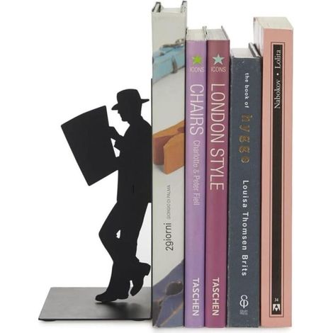 1 paire de serre-livres noirs 17 x 8 x 10 cm, support de livres au design original (1/5)
