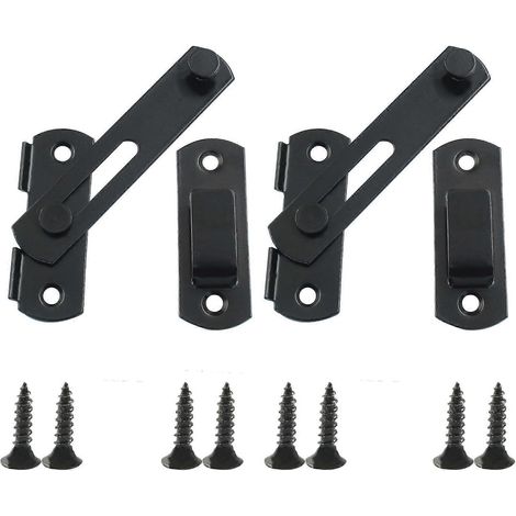 Schwarzer Scheunentürriegel 3,93 x 2,75 Zoll, Schiebetürschloss aus Edelstahl für Schrank und Garderobe (1/5)