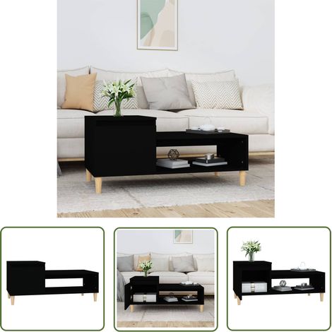 Furniture Limited - Table basse Noir 100x50x45 cm Bois d'ingénier (1/5)