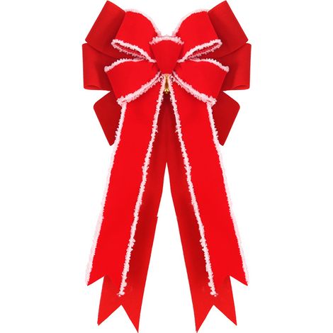 Nœud De Noël - Double Épaisseur En Toile De Jute Floquée - Décoration Pour Couronne Sapin Maison Extérieur - 1 Pièce (1/5)